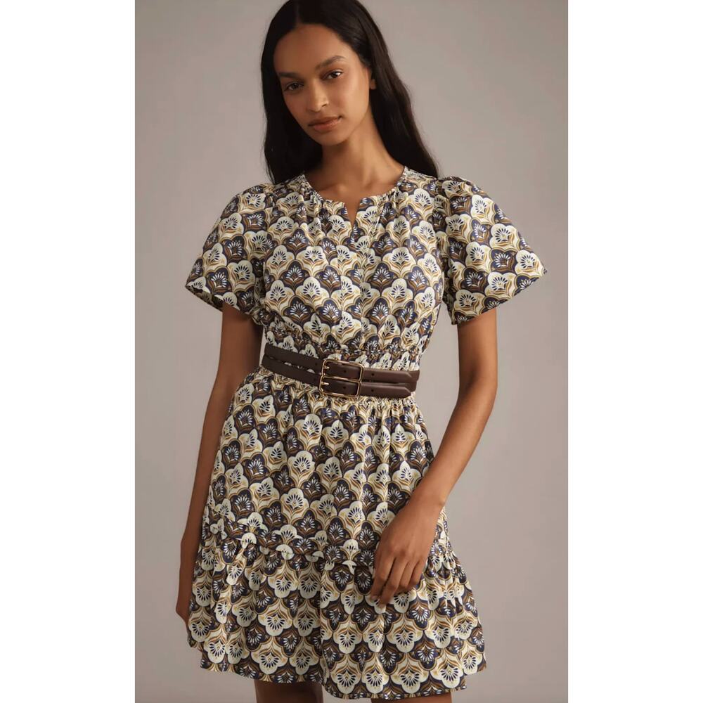 Anthropologie Somerset Mini Dress Khaki Print size S small